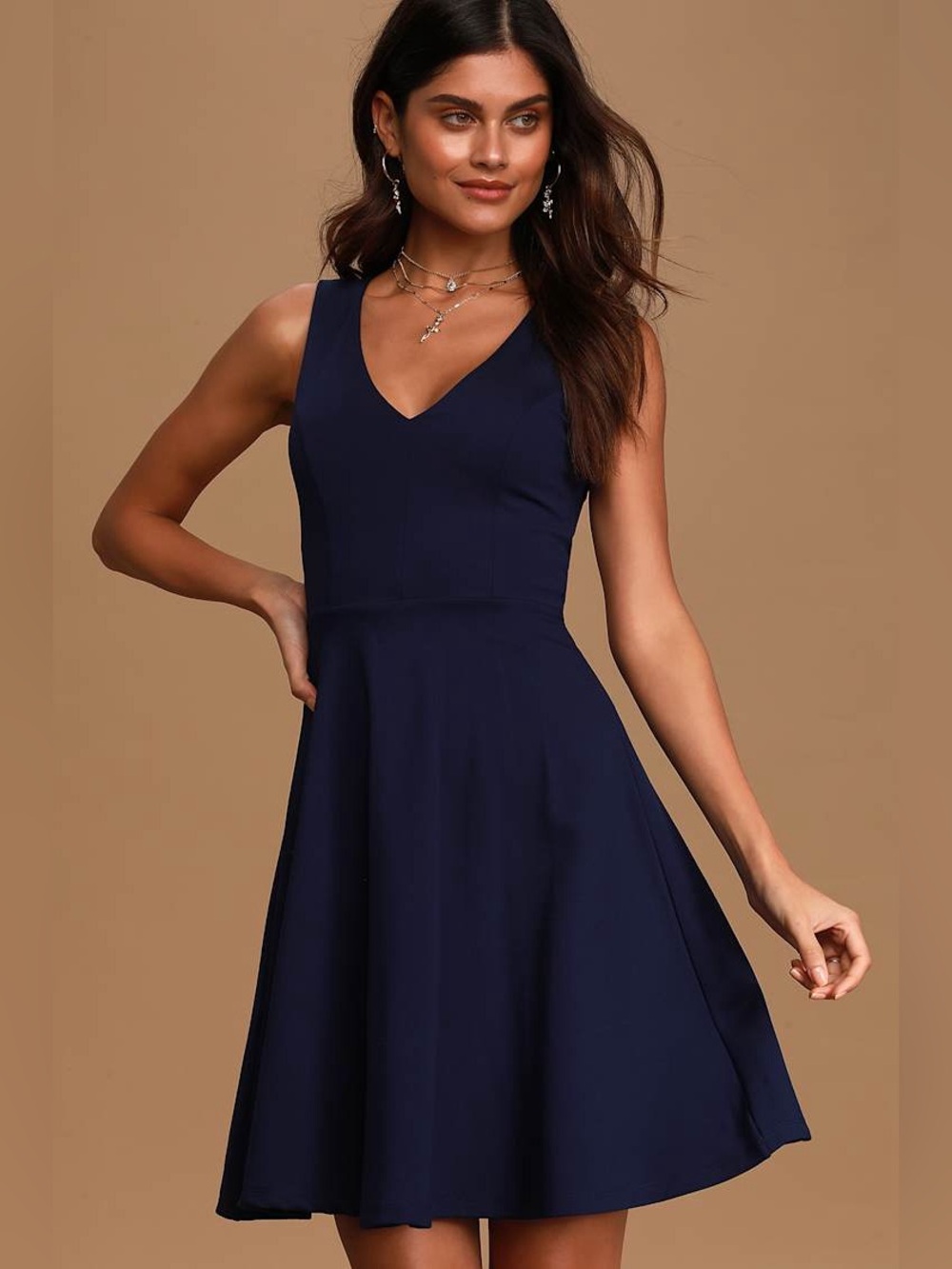 NWT Lulus Bon Appetit Navy Blue Skater Mini Dress Sleeveless size XS